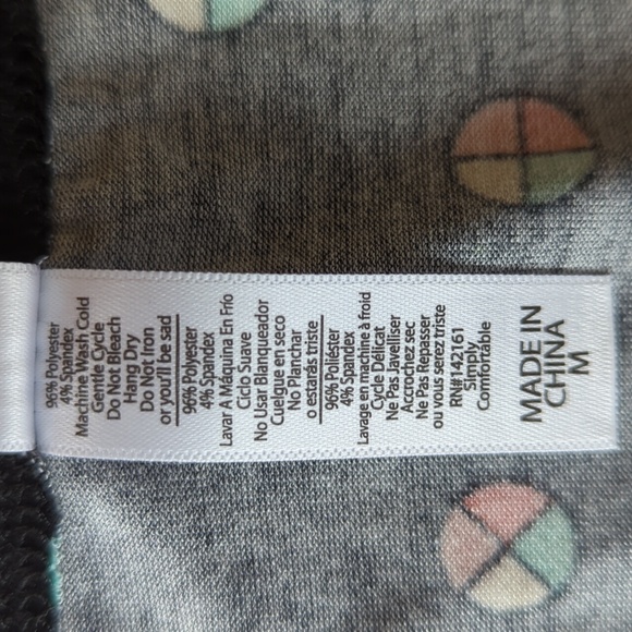 LulaRoe Scoop Neck LS High Low Top M Black Multicolor - Picture 8 of 12